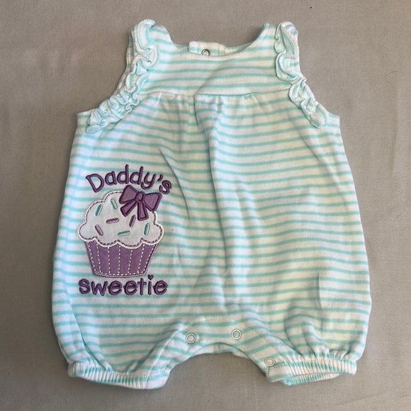 Koala Kids Newborn Mint and White Striped Baby Romper - Picture 1 of 3